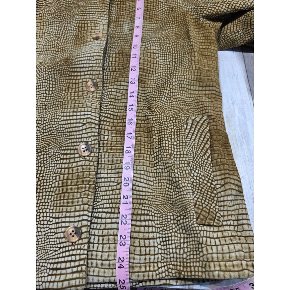 Castioni Italy Womens Crocodile Embossed Lambskin Leather Jacket Puff Sleeve 40 - Picture 11 of 11